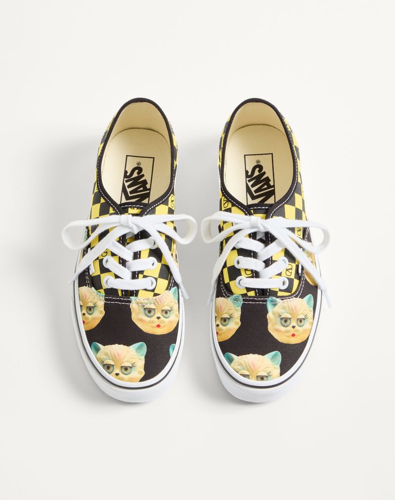 Baskets basses Valentino Garavani et Vans en tissu à imprimé damier VLogo et motif Le Chat de la Maison