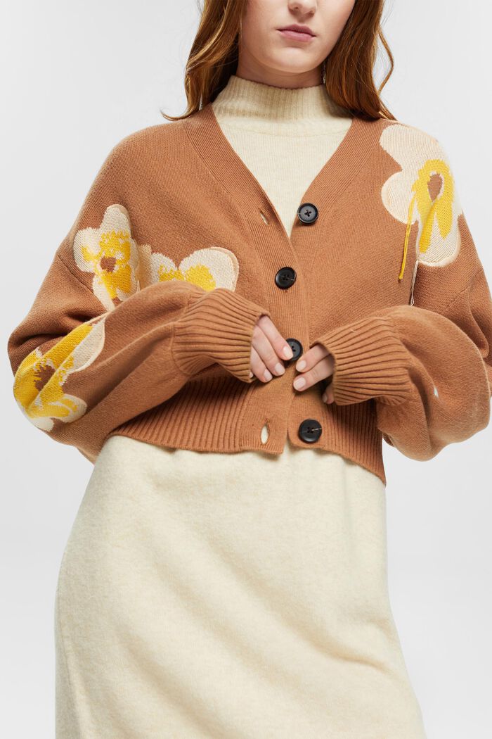 Strick-Cardigan im floralen Jacquard-Design