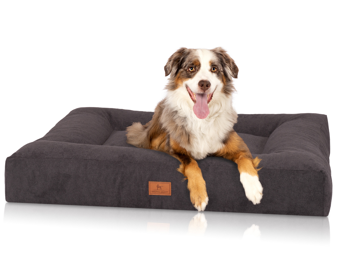 Knuffelwuff Hundebetten Knuffelwuff orthopädisches Hundebett aus Velours mit Handwebcharakter Sofia schwarz XL