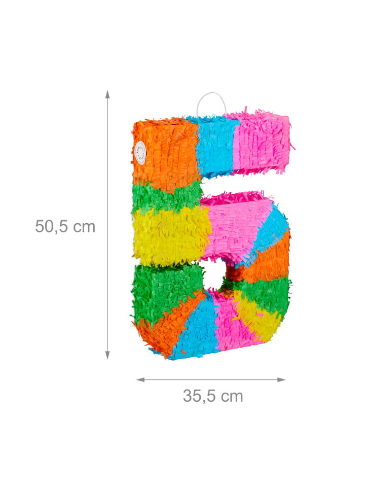 relaxdays Pinata Zahl 5 in Bunt günstig kaufen onesize