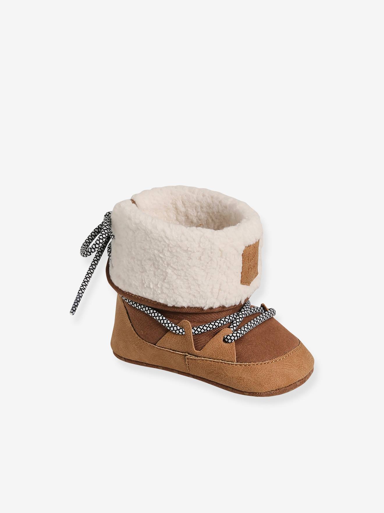 Chaussons de parc bottillons fourrés bébé marron