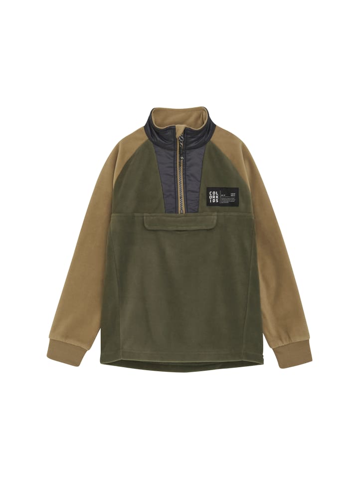 Color Kids Strickjacke COFleece Jacket - Anorak 741811 stylische Fleece Oberteil in Grün günstig kaufen