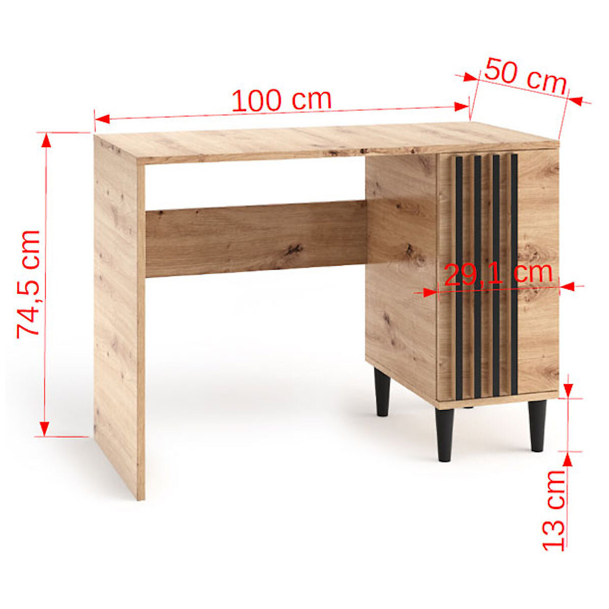 Schreibtisch Bürotisch Livia 100x50x74,5cm Artisan Eiche schwarz