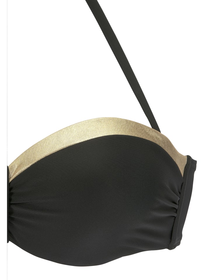 LASCANA Bügel-Bandeau-Bikini-Top in schwarz-goldfarben günstig kaufen