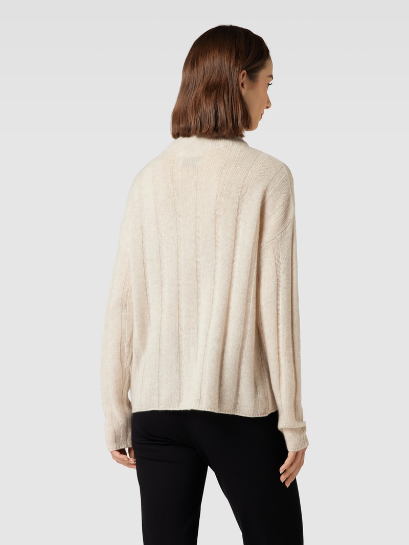 Kaschmirpullover mit Stehkragen in beige meliert