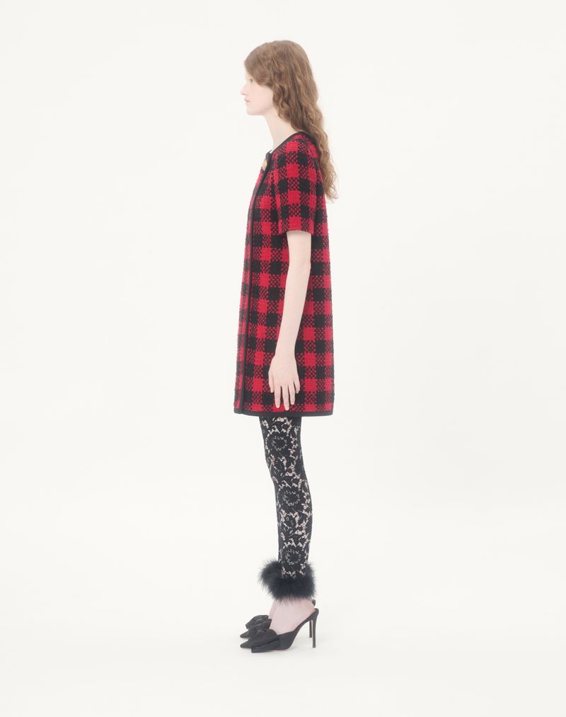 Vestido curto de tweed Damier
