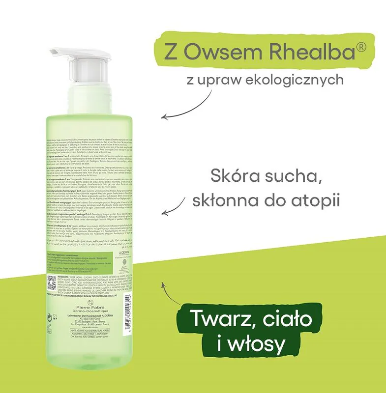A-Derma Exomega Control 2-in-1 minkštinamasis valomasis gelis