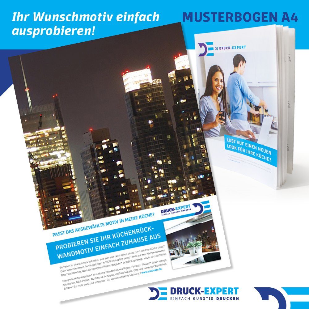 DRUCK-EXPERT Küchenrückwand Küchenrückwand Skyline Premium Hart-PVC 0,4 mm selbstklebend