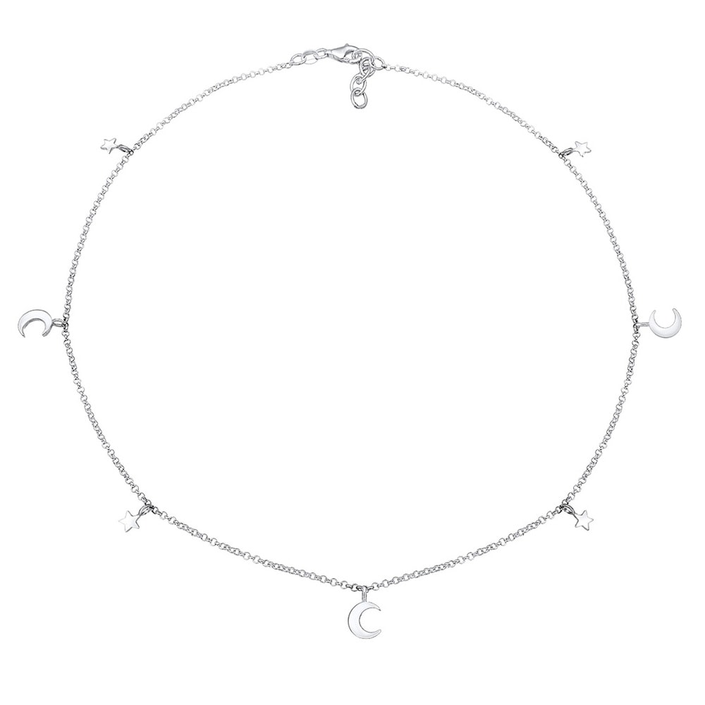 Elli Elli Collier Femme Demi-Lune Étoile en Argent Sterling (925/1000) Bijoux