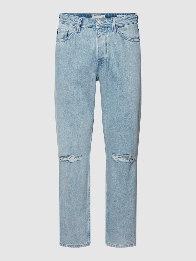 Jeans mit Label-Patch in eisblau