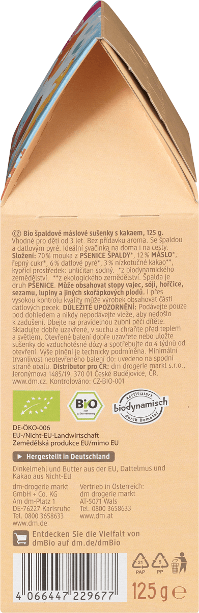 Kindersnack Kakao Butterkeks Dinkel, ab 3 Jahren, demeter, 125 g