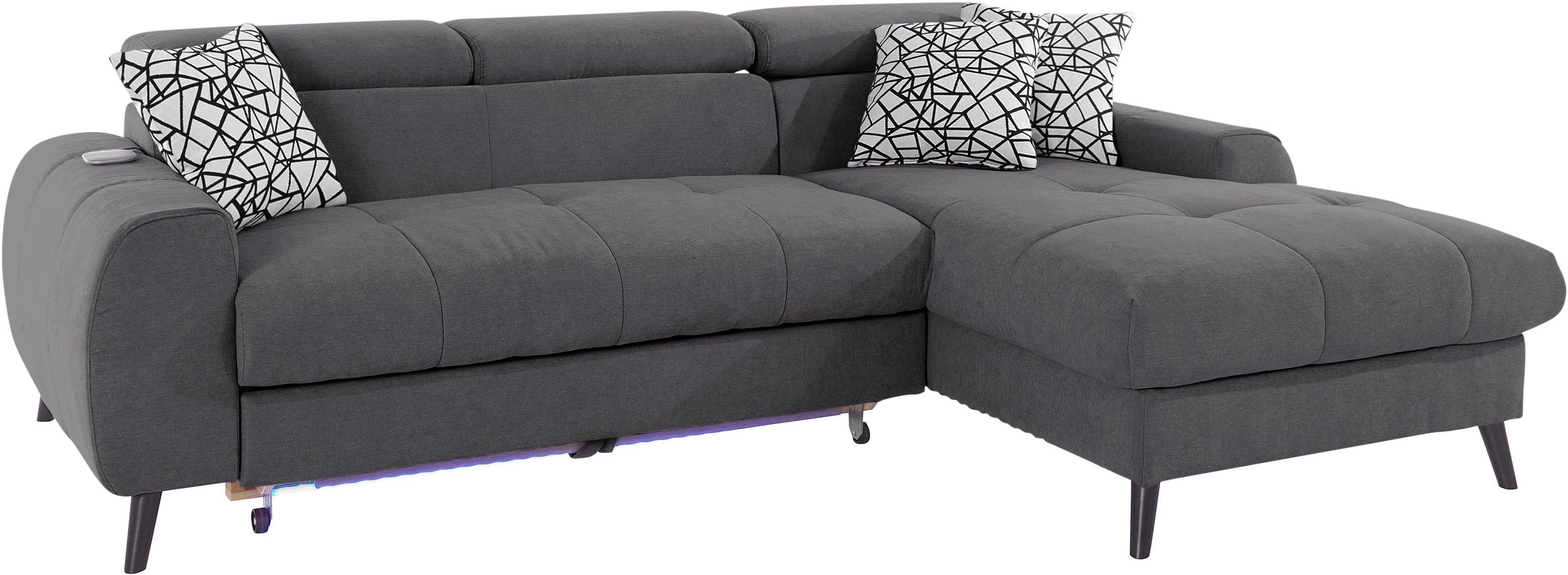 COTTA Ecksofa Mia, 3-tlg.-Kissen-Set, Recamiere, wahlweise mit oder ohne RGB-Beleuchtung