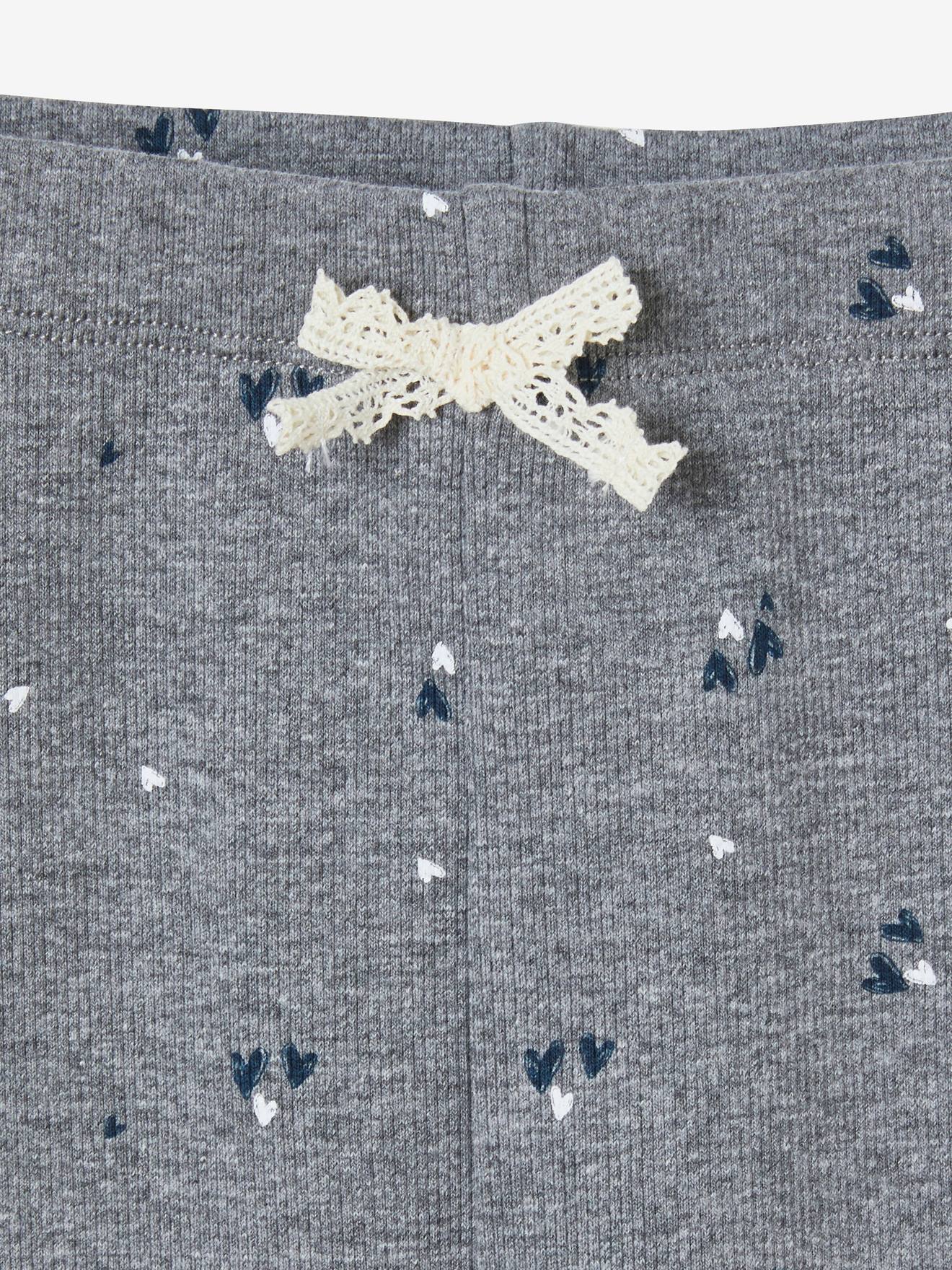 Legging imprimé en maille côtelée fille marine