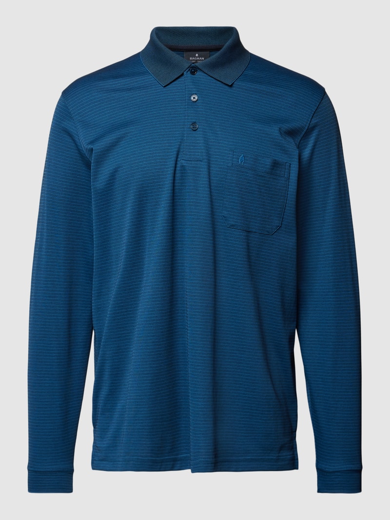 Poloshirt mit Streifenmuster in petrol