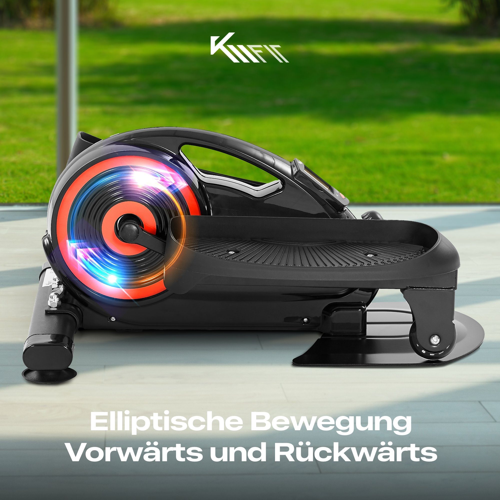 KM - Fit Multitrainer Heimtrainer Mini Ellipsentrainer Fitness Sport Display + APP, (Stück, Schwarz)