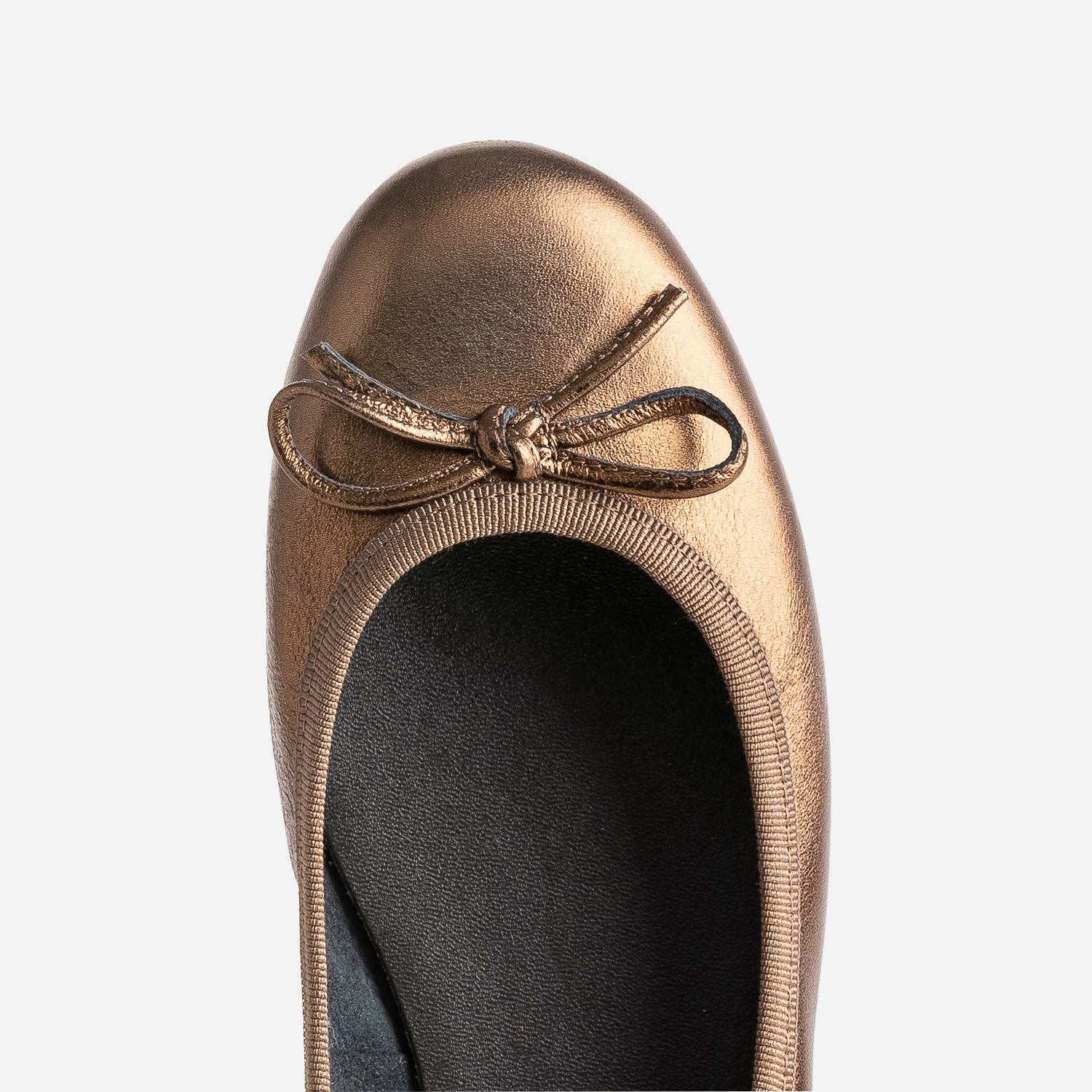 Ballerine bronze en cuir à petit nœud
