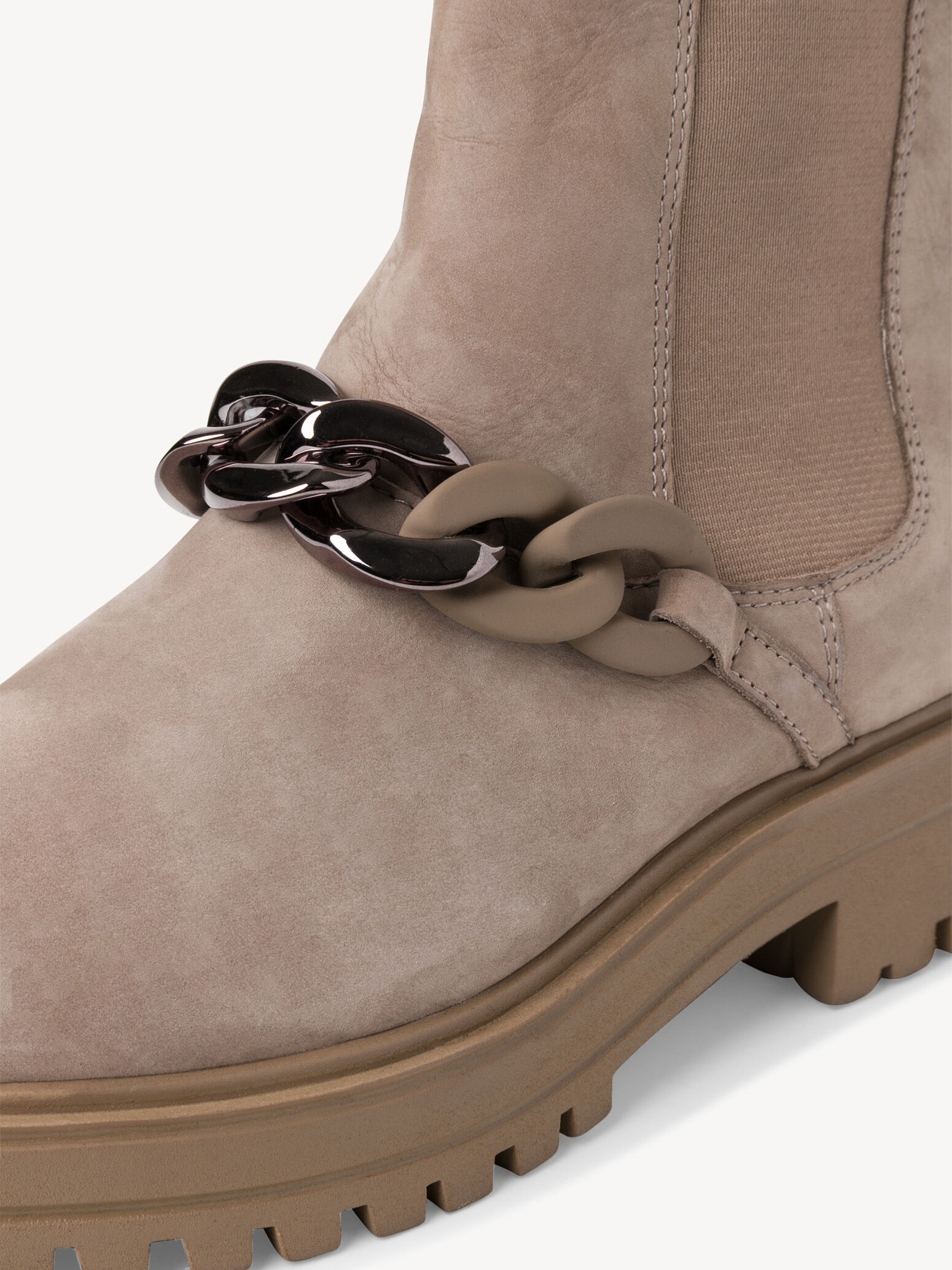 Bottine Chelsea en cuir - beige