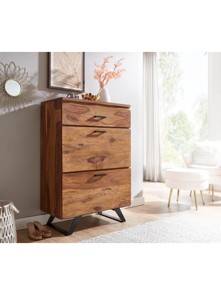 KADIMA DESIGN Kommode 80x120x41,5 cm Massivholz / Metall Flurkommode, günstig kaufen onesize