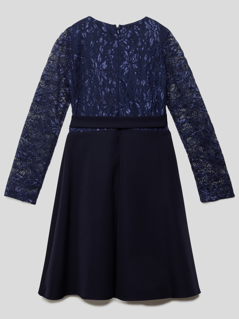 Kleid mit floraler Spitze in marineblau