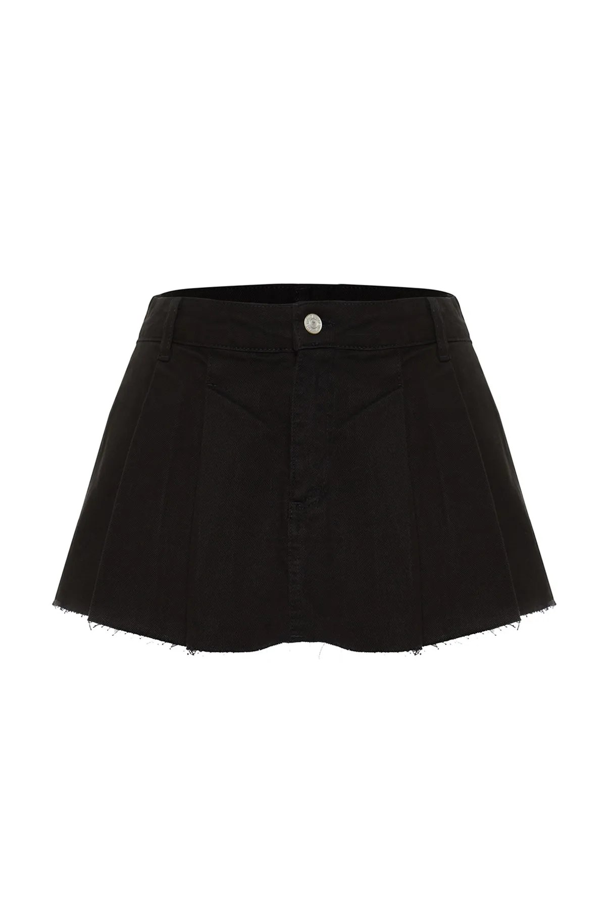 Trendyol Collection  Schwarzer, plissierter Denim-Shorts-Rock TWOSS22SR00164