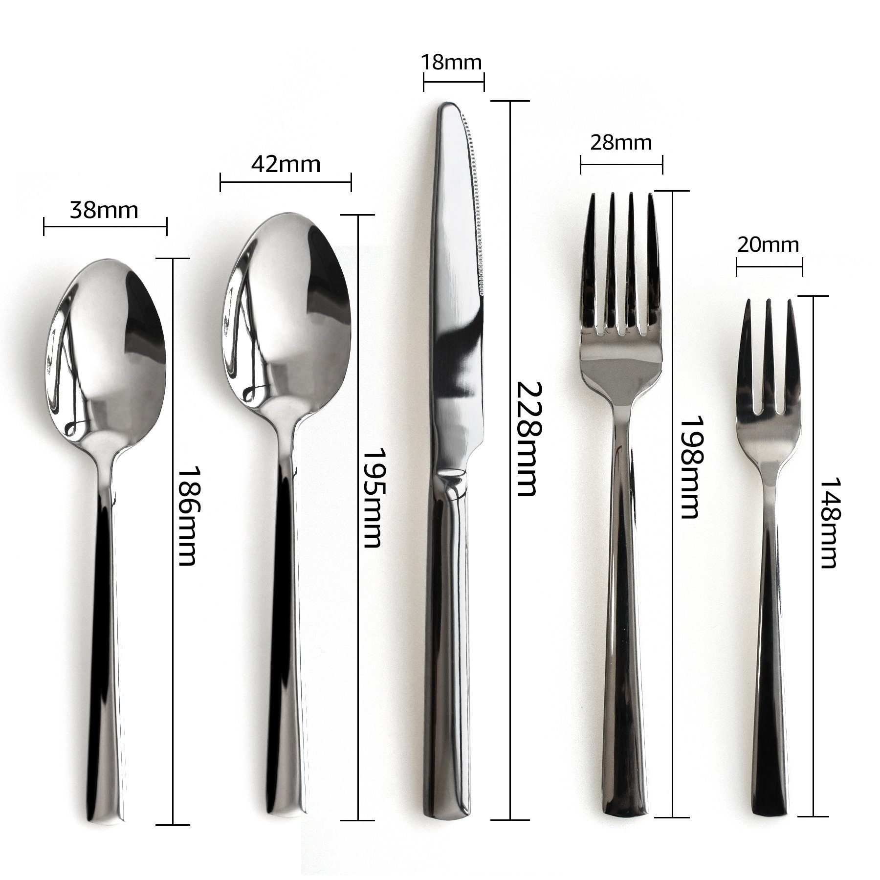 7Magic Besteck-Set, 5 teilig Edelstahl Hochwertiges Tafelbesteck Set