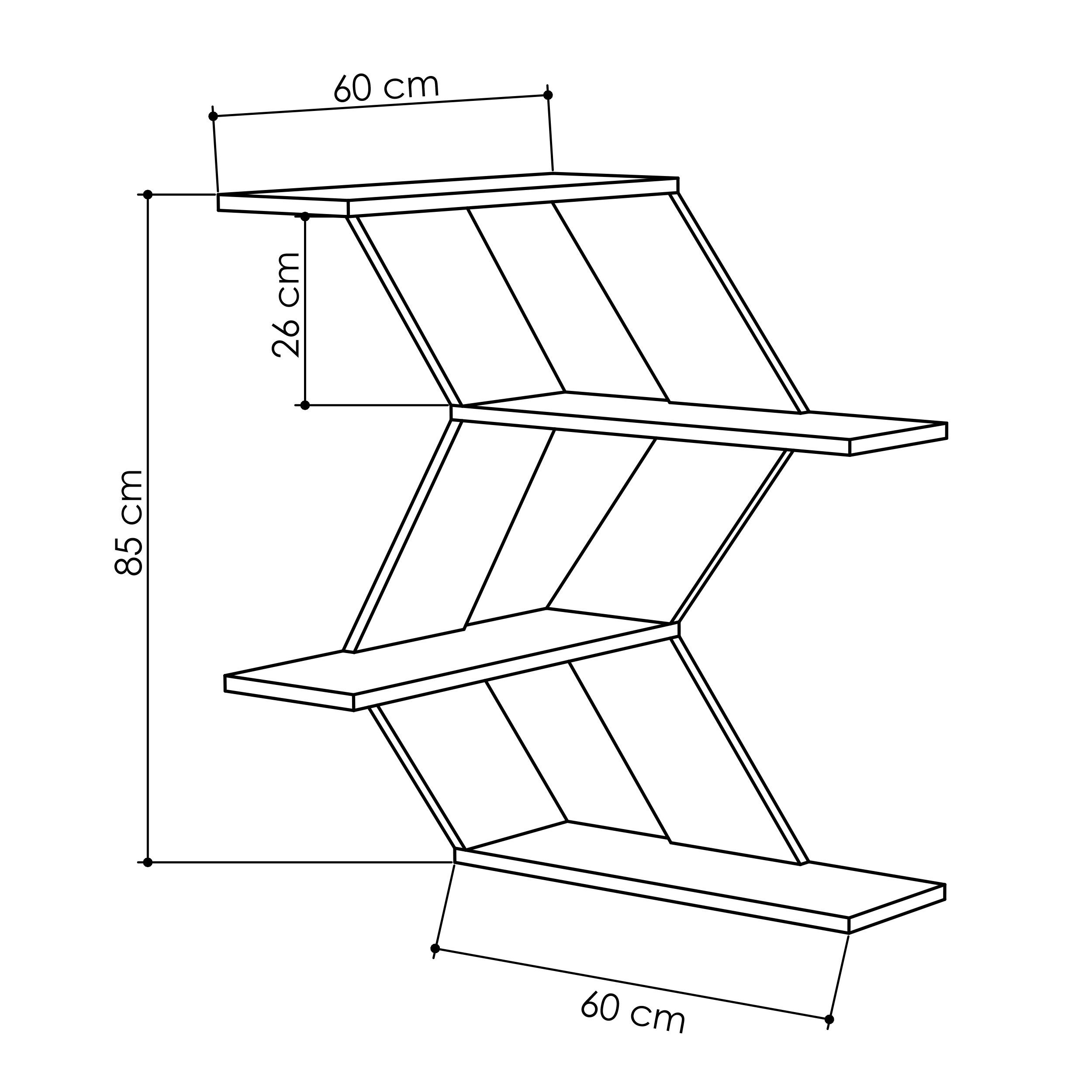 Decortie Eckregal Seam, Modernes Eck-Wandregal, 60 x 60 x 85 cm