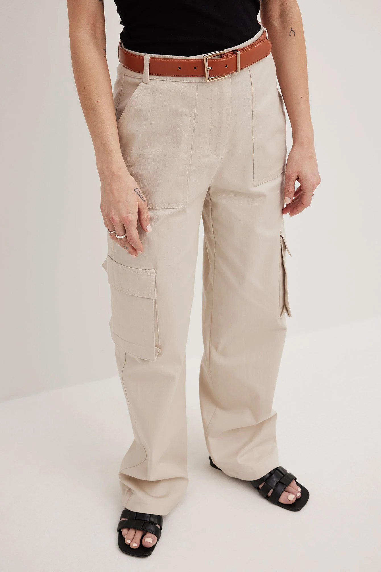 Cargo-Taschenhose mit hoher Taille