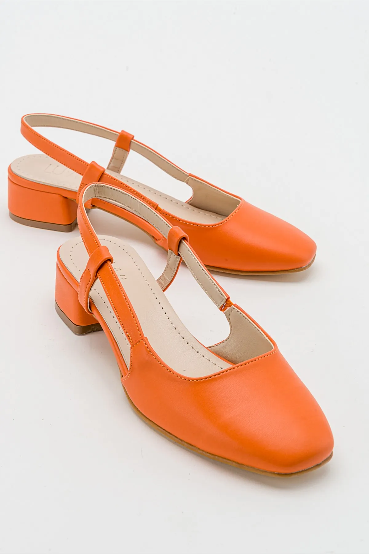 LuviShoes  66 Orange Skin Damen-Sandalen mit Absatz