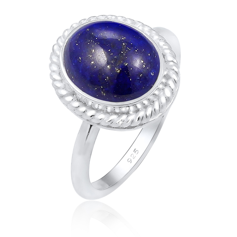Elli PREMIUM Elli PREMIUM Bague Cocktailring Glamoureux Noble Lapis Lazuli Bague Femme  Plaqué Bague