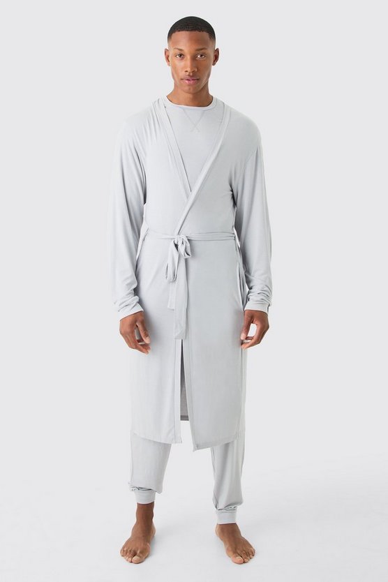 Lockerer Premium-Bademantel, T-Shirt & Loungewear-Hose