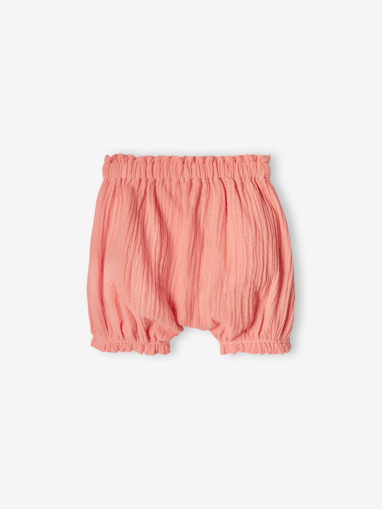 Lot de 2 bloomers bébé en gaze de coton blanc