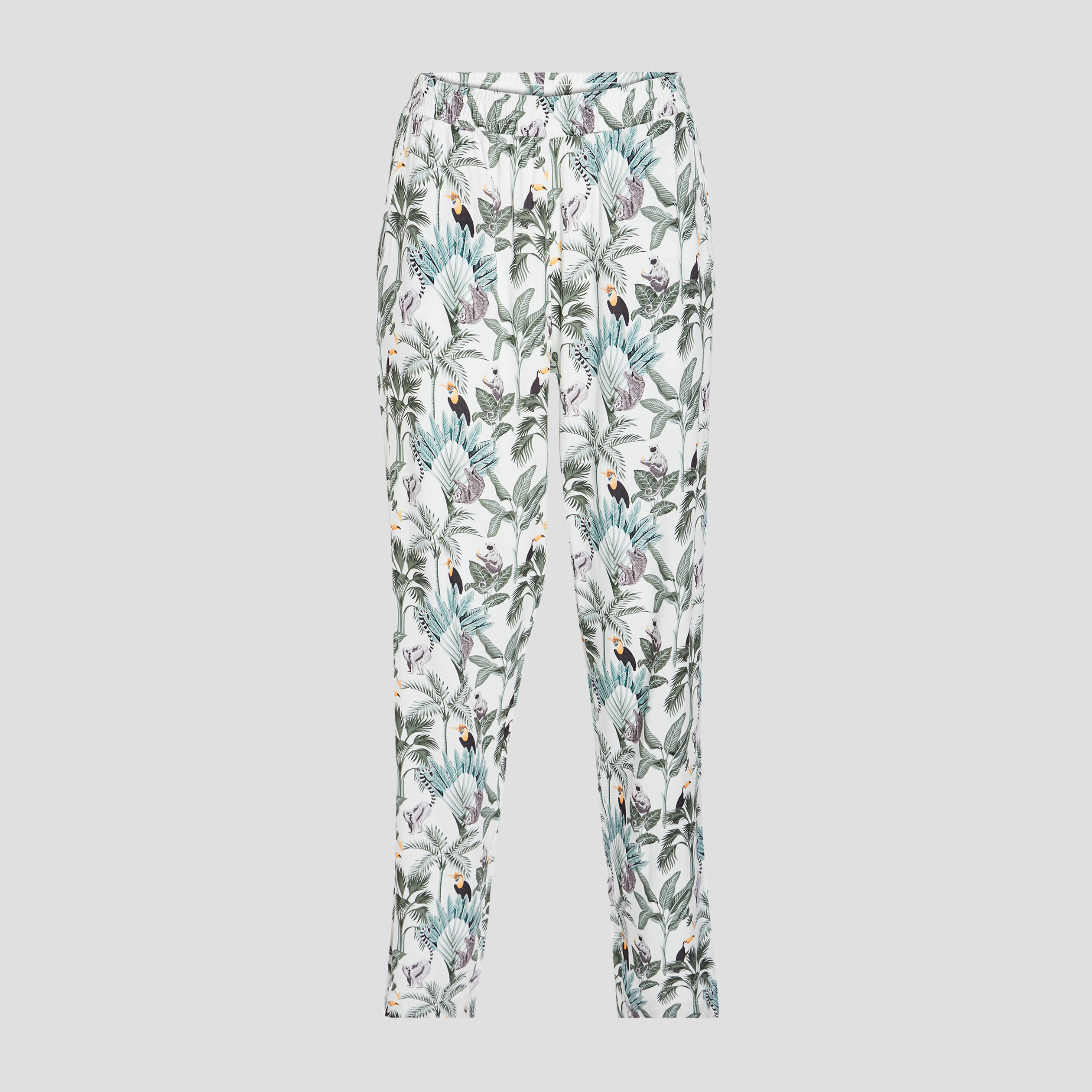 Pantalon de pyjama fluide taille haute ecru femme | La Halle
