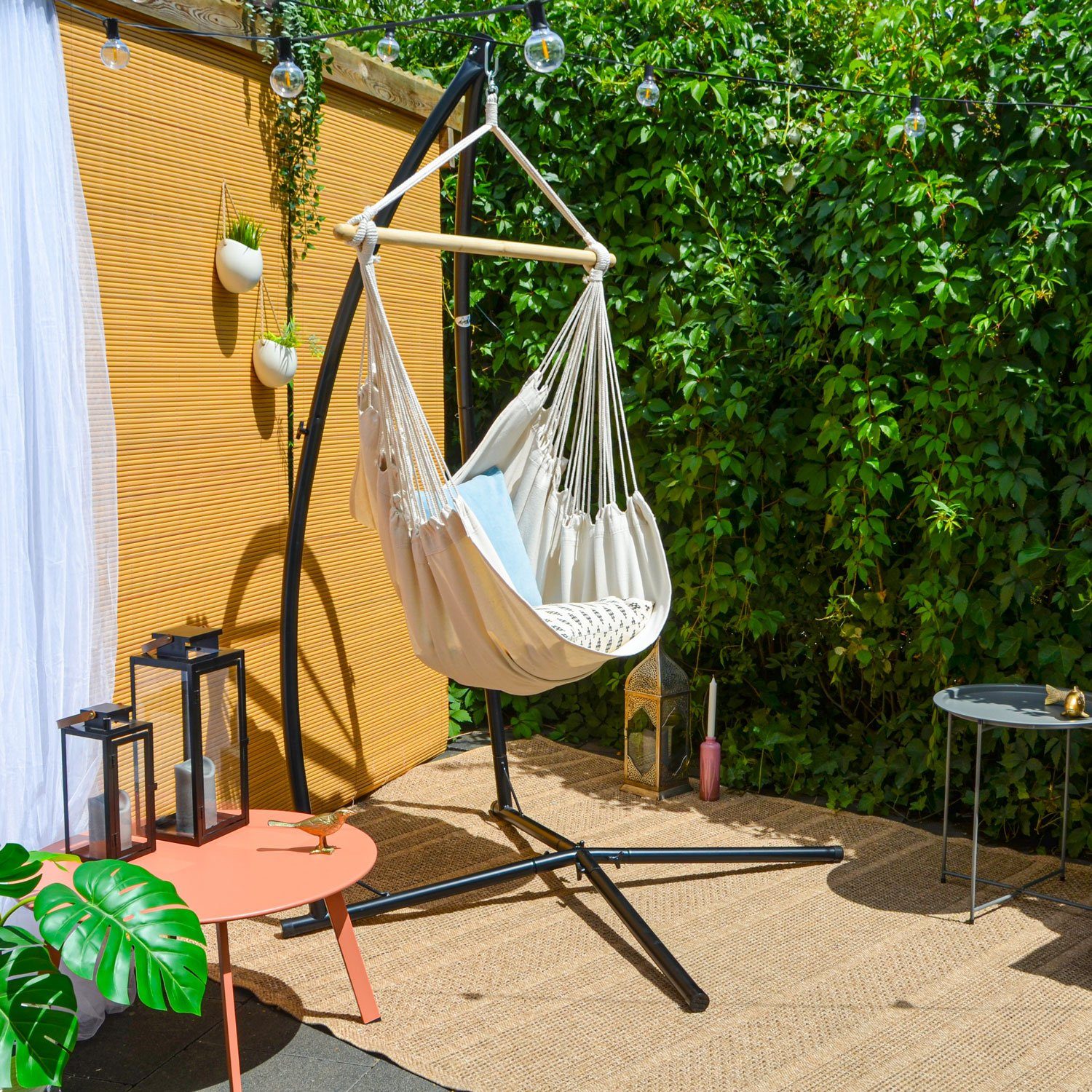 AMANKA Hängemattengestell Hängesessel Gestell Outdoor bis 120kg 215cm, Stahlrohr Ständer für Hängestuhl