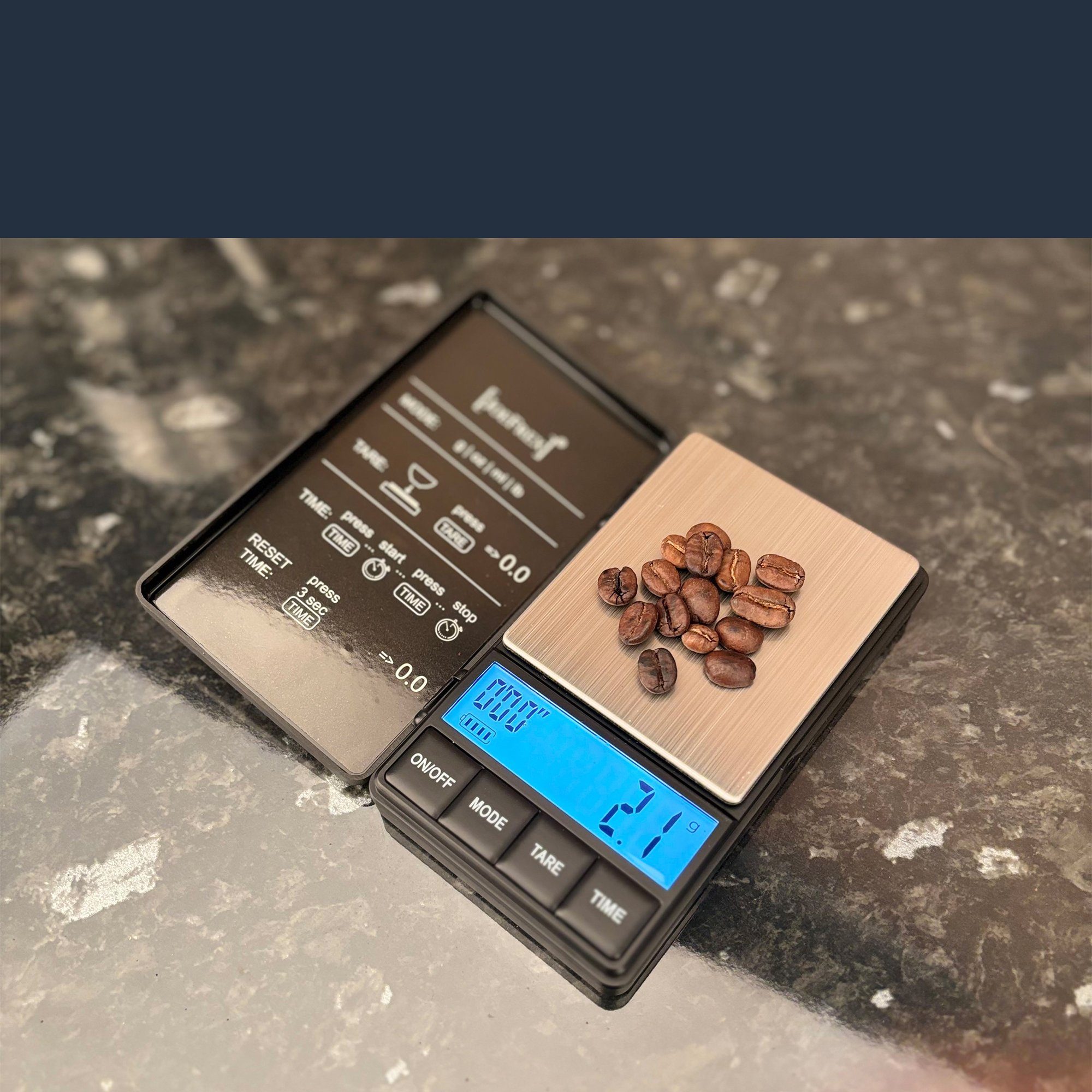 JOEFREX Feinwaage Kaffeewaage mit Timer - exakte Espressowaage, 0,1g Messgenauigkeit, Tare Funktion, Timer Funktion Countdown Funktion