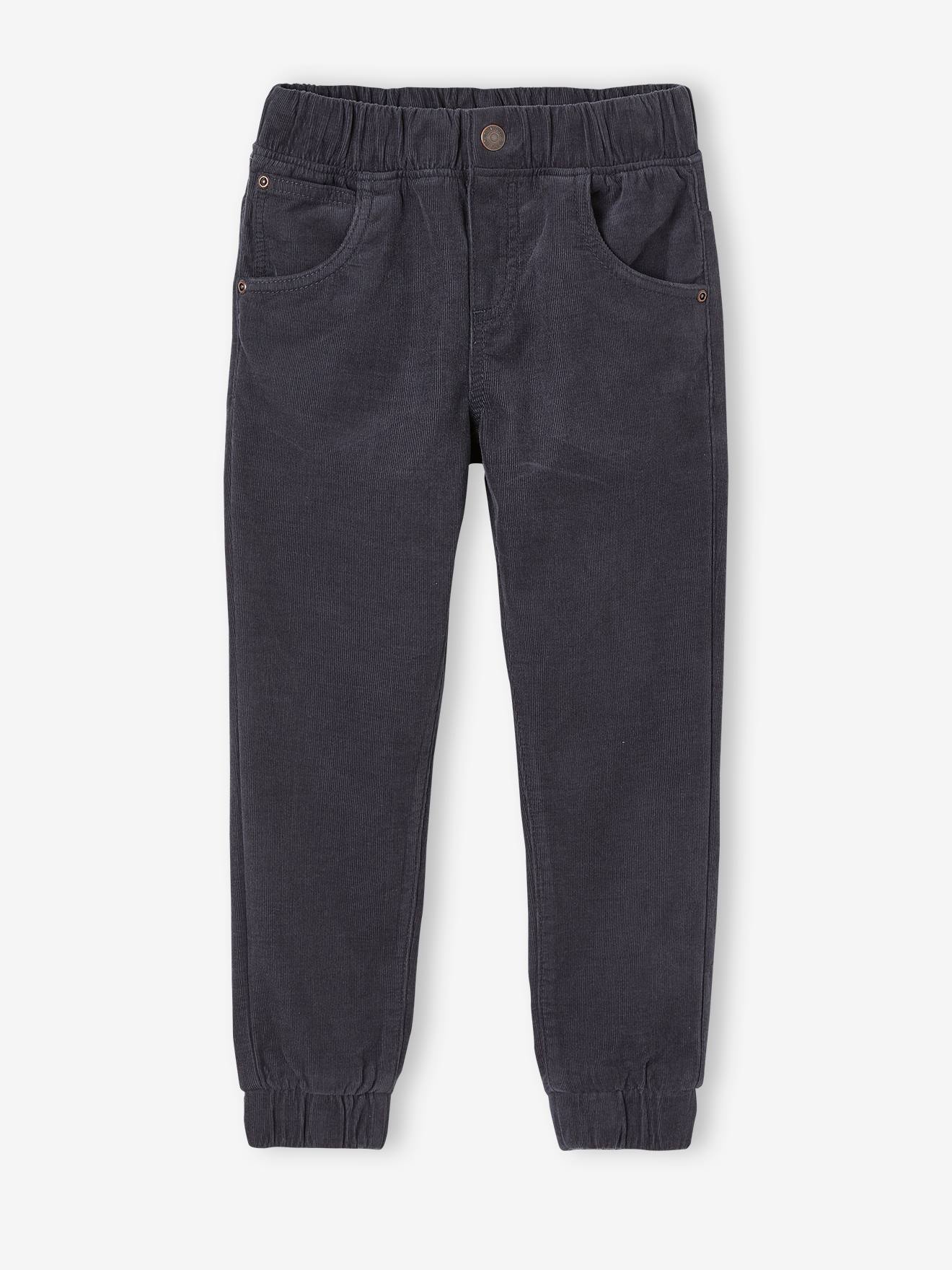 Pantalon jogger velours facile à enfiler garçon marine