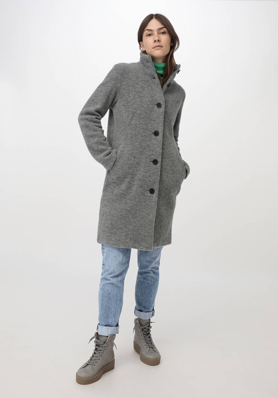 Wollfleece Mantel aus reiner Bio-Merinowolle