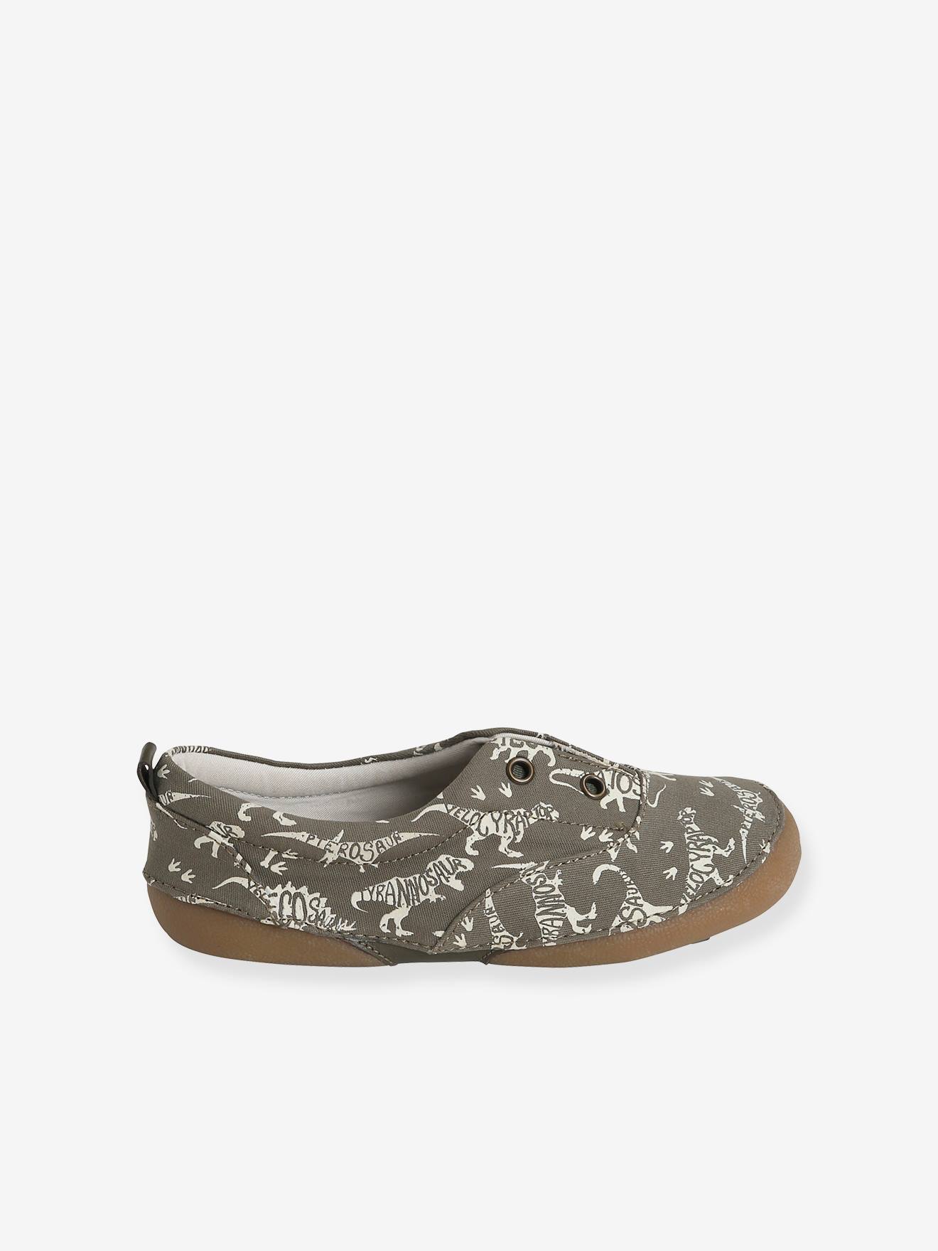 Vertbaudet Jungen Stoff-Hausschuhe, schmaler Fuß - khaki