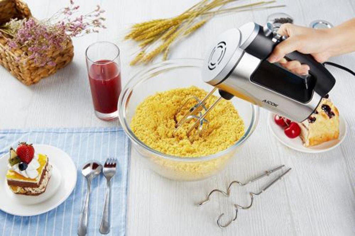 AICOK Handmixer HM833, 300,00 W, elektrisches Rührgerät mit 2 Rührbesen, 2 Knethaken