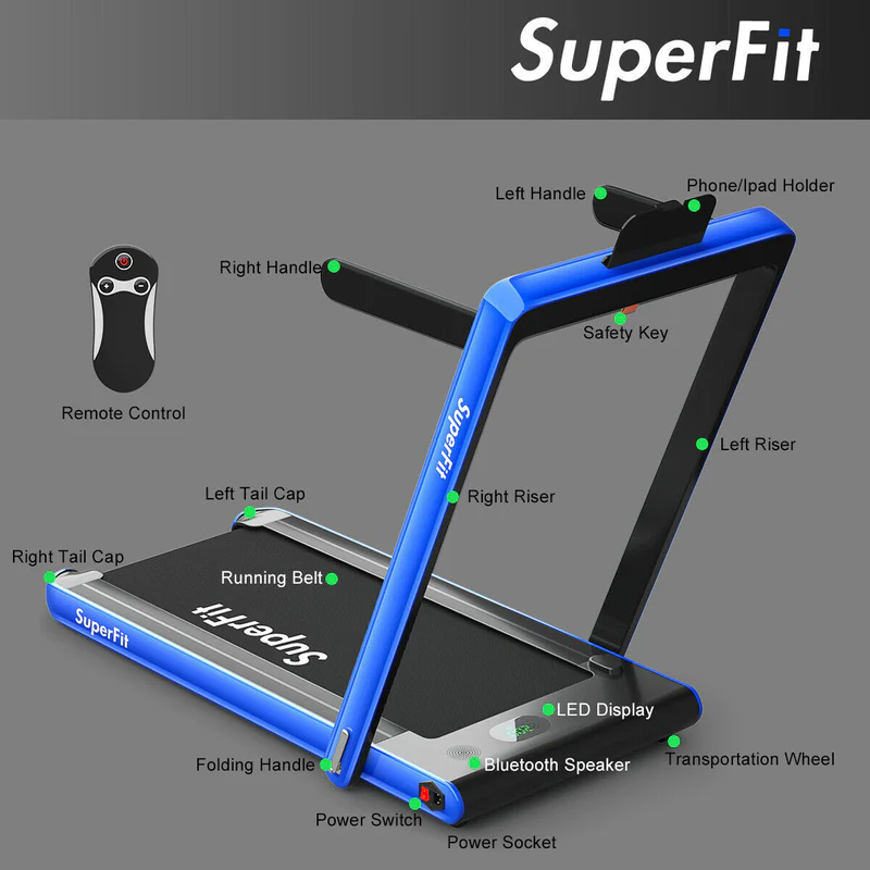 2-in-1 Folding Treadmill with Bluetooth Speaker