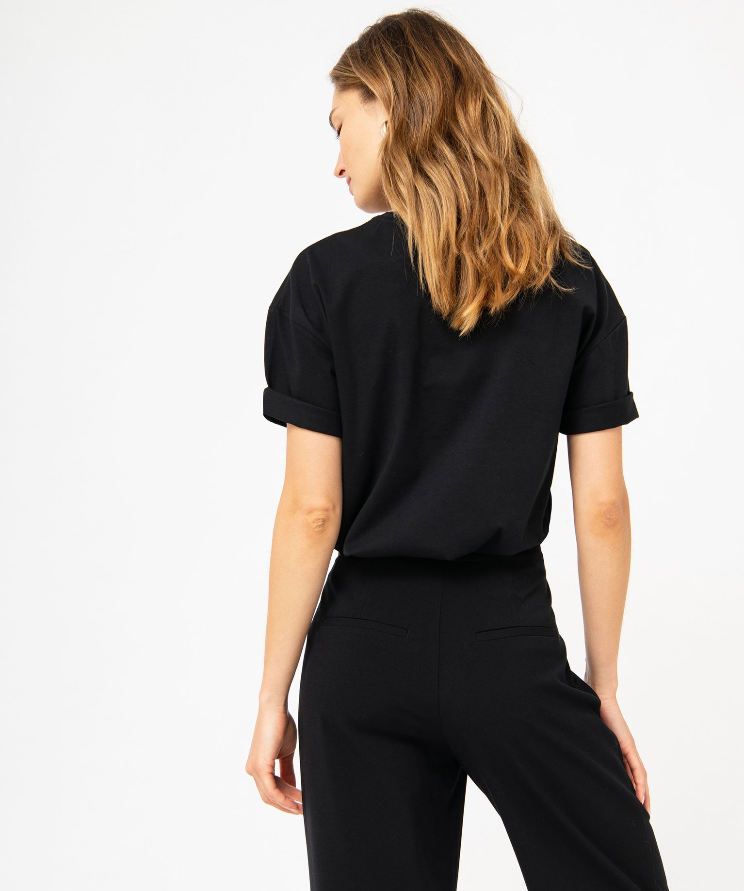 Tee-shirt à manches courtes avec motif Yin et Yang femme noir | GEMO
