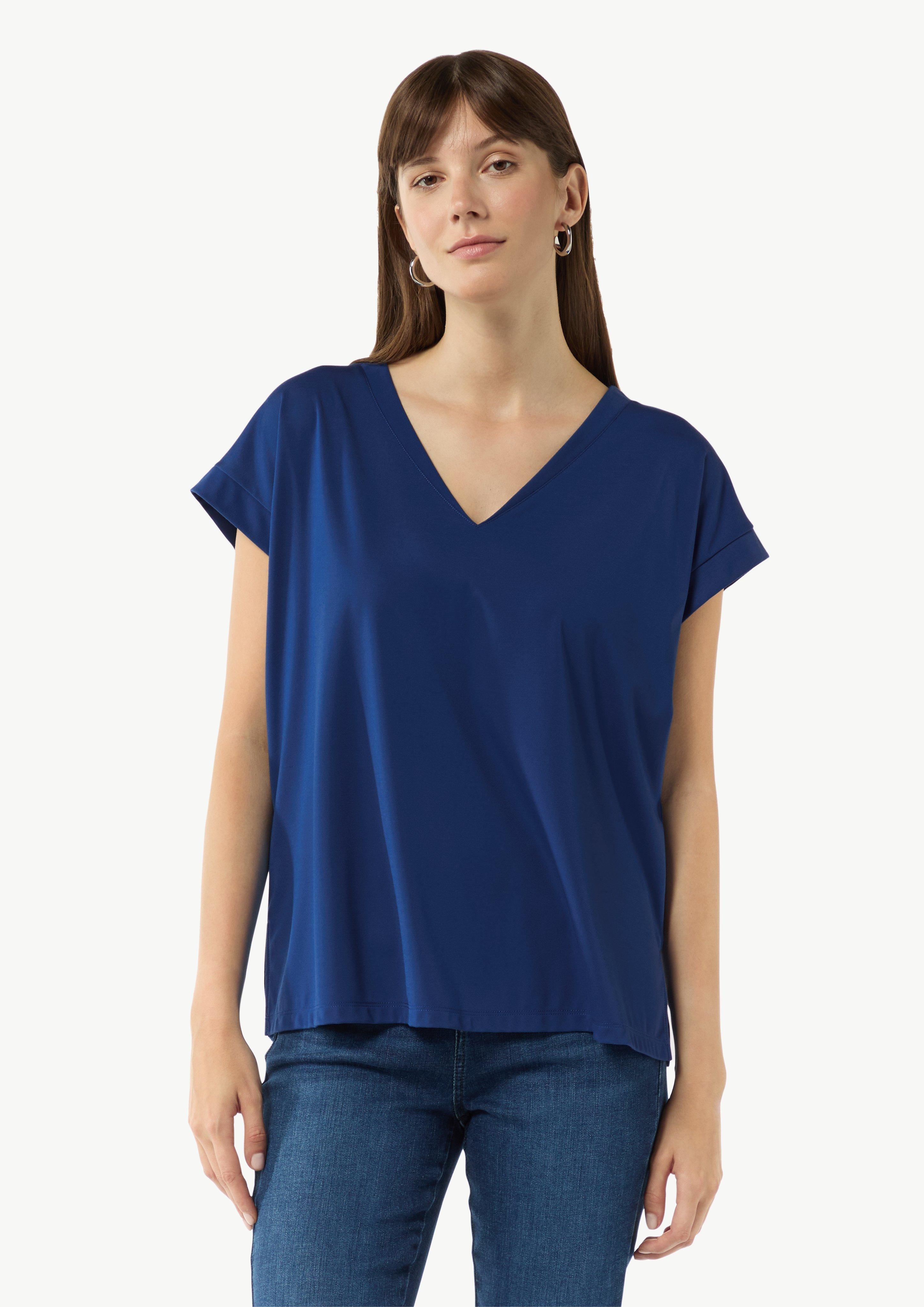 Fließendes T-Shirt aus Jersey im Loose Fit - dunkelblau