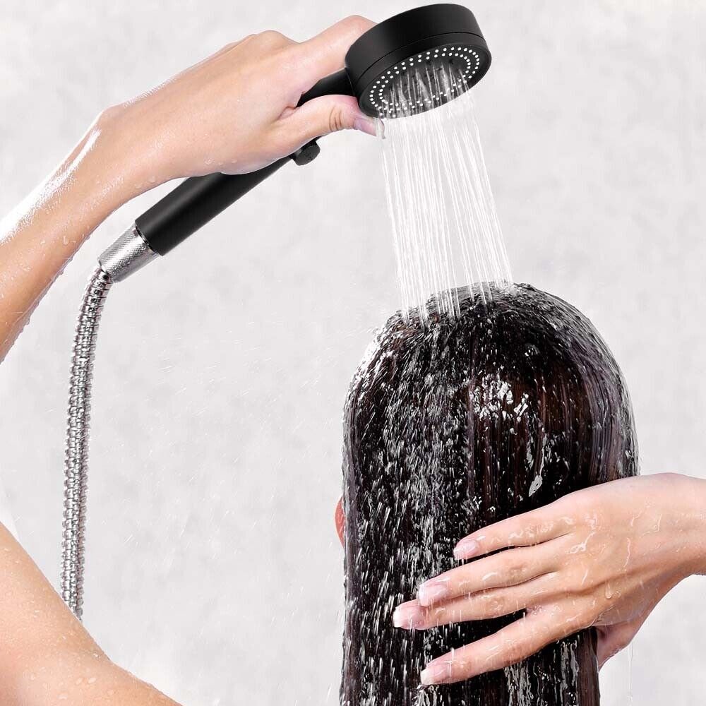 Bedee Handbrause Hochdruck Duschkopf Handbrause Wassersparende Duschbrause ‎Schwarz, (Set, 1-tlg., mit 1.5M Schlauch Duschkopf Wassersparend 5 Strahlarten), Duschkopf, Handbrause für Badezimmer