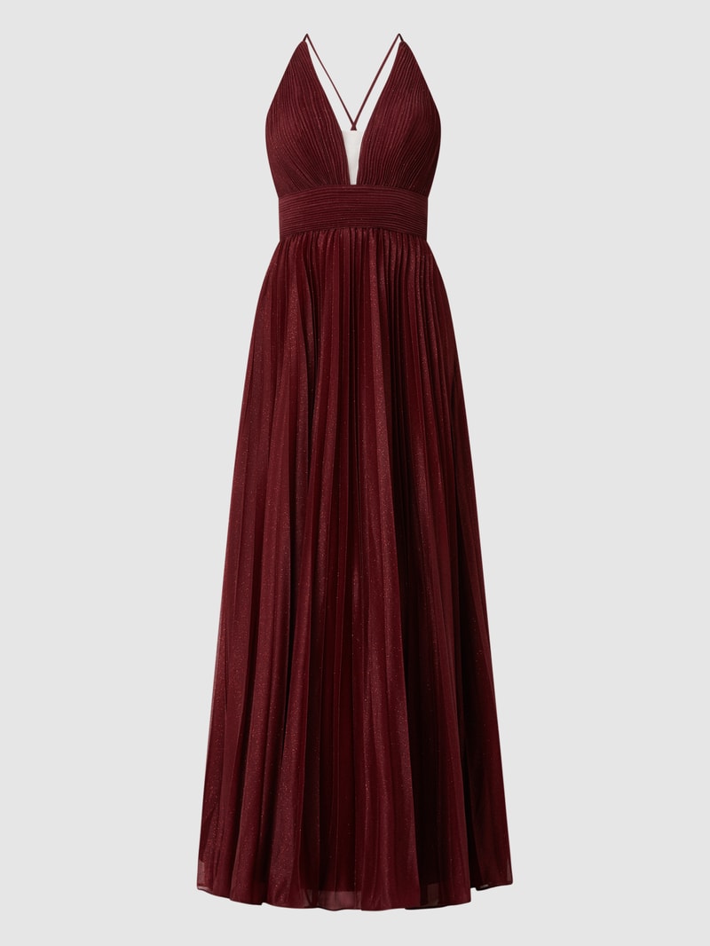 Abendkleid mit Glitter-Effekt in metallic rot