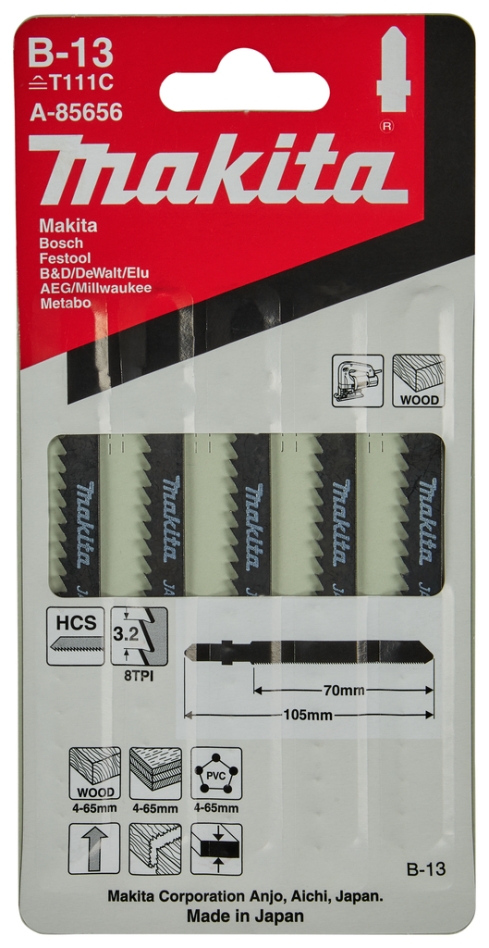 Příslušenství Makita A-85656 Plátky do kmitací pily B13 5 kusů