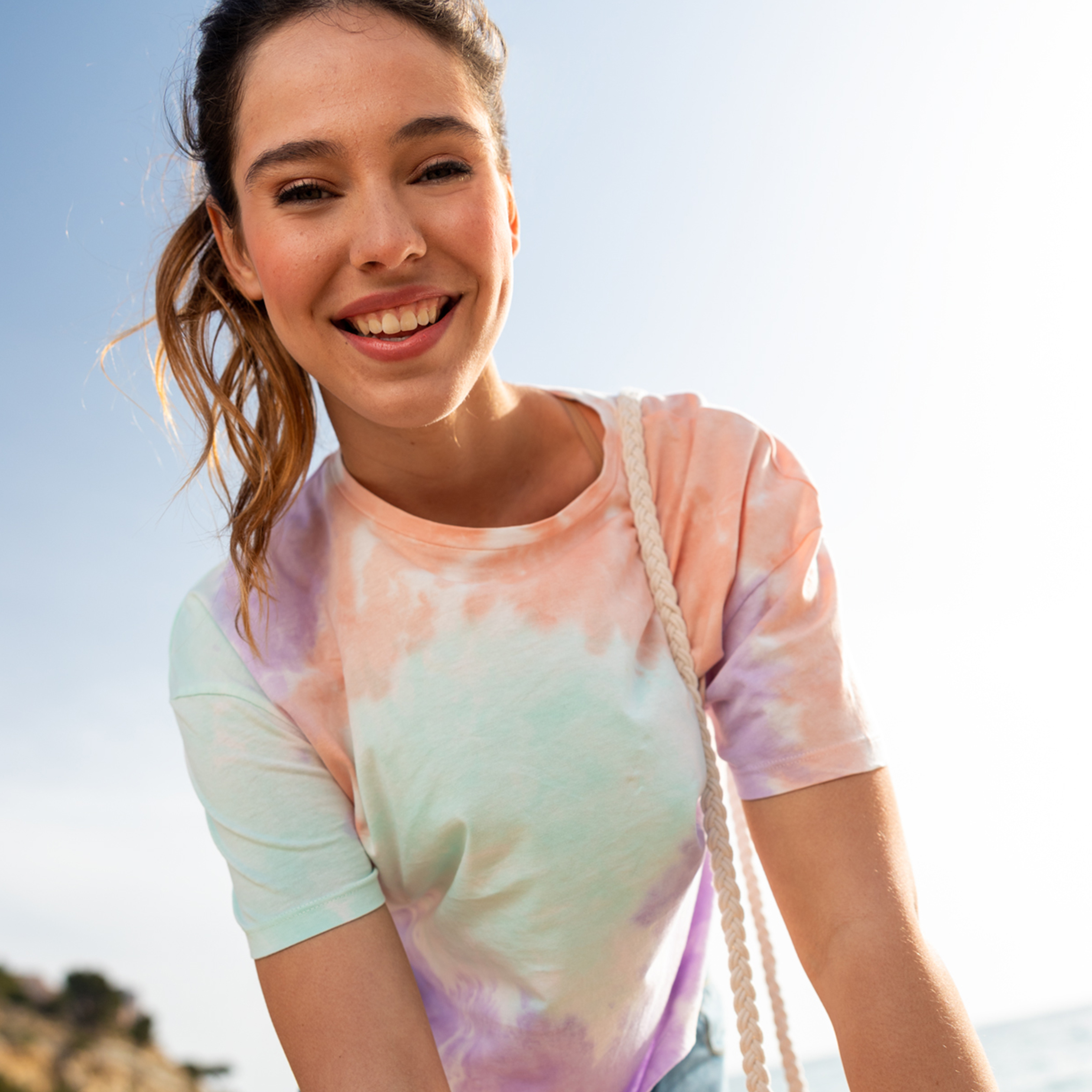 T-shirt cropped oversize Creeks rose femme | La Halle