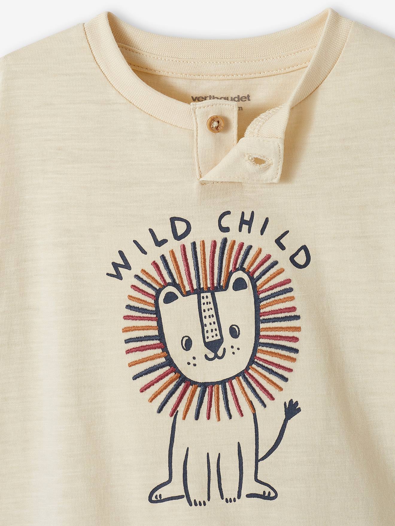 Vertbaudet Baby Shirt mit Löwe Oeko-Tex - wollweiß