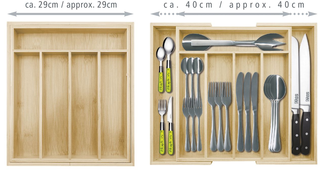 SSW Bambus Besteckkasten 33,5 x 29 x 5 cm, ausziehbar