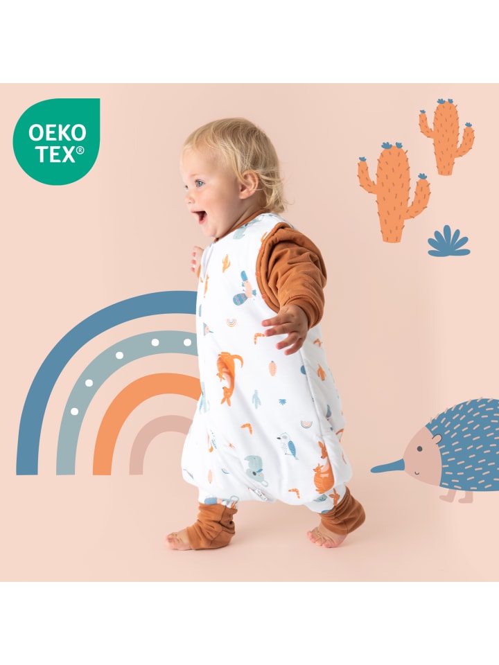 Schlummersack Schlafsack mit Füßen und umklappbaren Bündchen, 2.5 TOG in Braun günstig kaufen