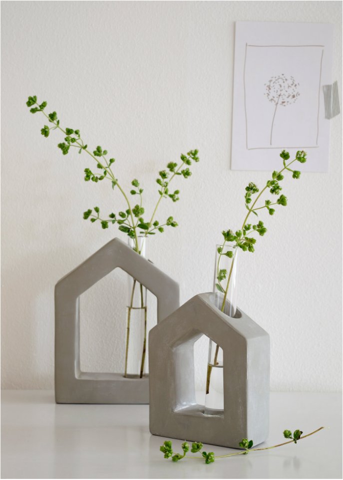 Deko-Objekt Haus mit Vase (2-tlg.Set)