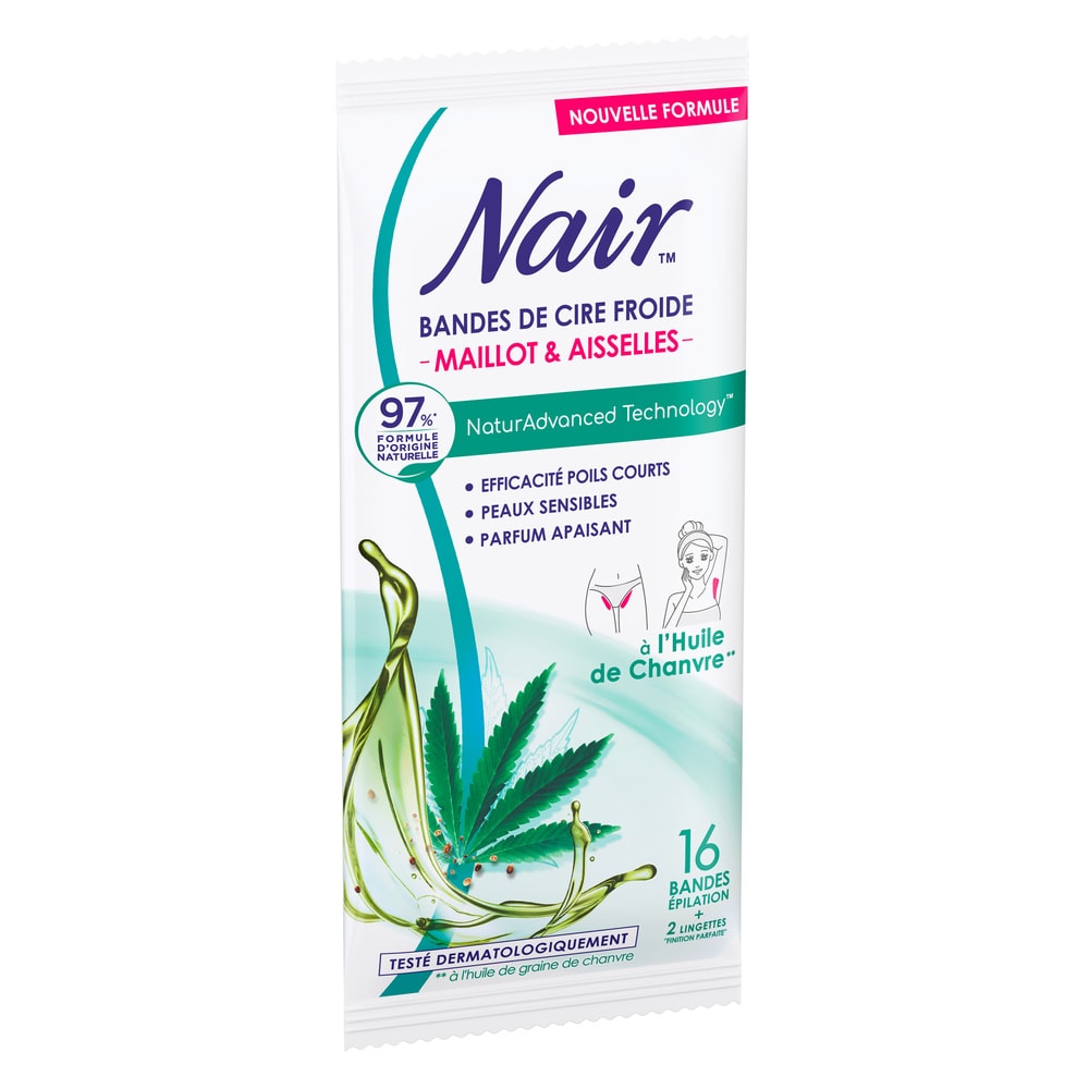 nair Bandes de cire froide Maillot & Aisselles à l'huile de chanvre Bandes de cire froide
